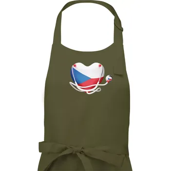 Kuchyňská zástěra Český doktor logo - Pánská zástěra na vaření - Univerzální velikost ( Khaki )