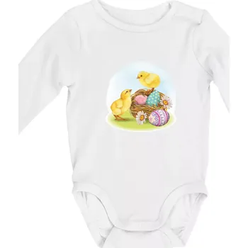 Velikonoční kuřátka - Body kojenecké s dlouhým rukávem - Dlouhý r. 6-12 měs ( Bílá )