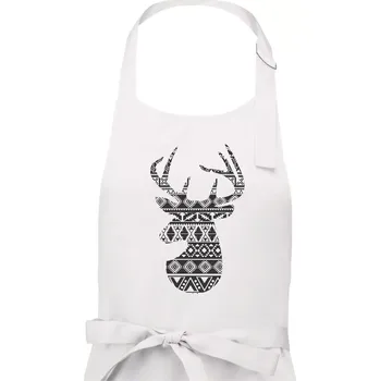 Kuchyňská zástěra Jelen - svetr s jelenem - Pánská zástěra na vaření - Univerzální velikost ( Bílá )