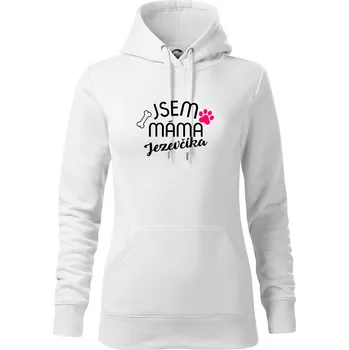 Dámská mikina Jsem máma Jezevčíka - Mikina dámská Cape s kapucí - 2XL ( Bílá )