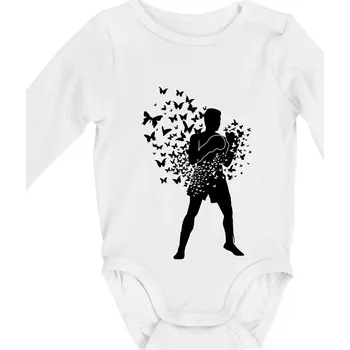 Float Like Butterfly Sting Like Bee - Body kojenecké s dlouhým rukávem - Dlouhý r. do 3 měs ( Bílá )