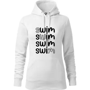 Dámská mikina Swim nápis - Mikina dámská Cape s kapucí - S ( Bílá )