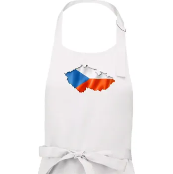 Kuchyňská zástěra Česká vlajka v obrysu republiky - Dámská zástěra na vaření - Univerzální velikost ( Bílá )