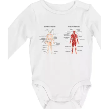 Skelet and Moscular system - Body kojenecké s dlouhým rukávem - Dlouhý r. do 3 měs ( Bílá )