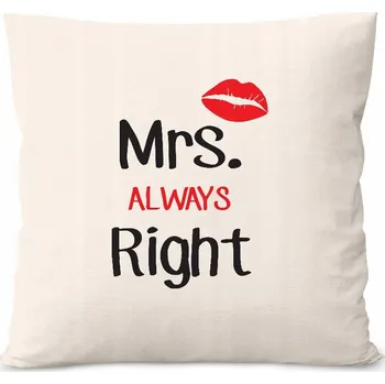 Dekorativní polštářek EKOLOGICKÝ DEKORATIVNÍ POLŠTÁŘ JAN S POTISKEM VŽDY MÁ PRAVDU 40x40 CM