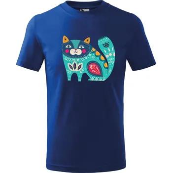 Chlapecké tričko Dětské tričko Kočka z květin Velikost: 158/12 let, Barva trička: Královsky modrá