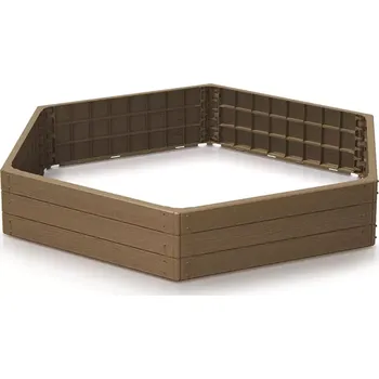 Vyvýšený záhon Hnědý vyvýšený zahradní stohovatelný záhon GH27 - délka 148 cm, šířka 129 cm, výška 25 cm