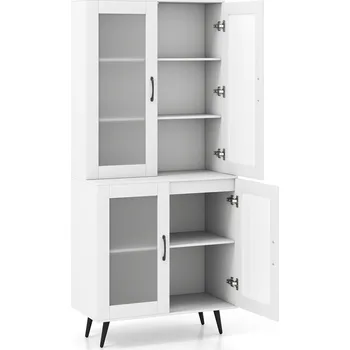 Kuchyňská skříňka Vysoká kuchyňská skříňka Regál do kuchyně s dvířky bílý