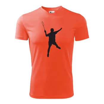 ON-DESIGN Tričko pánské/dětské s BADMINTONISTOU Velikost: 158 cm/12 let, Barva: fluorescenční oranžová