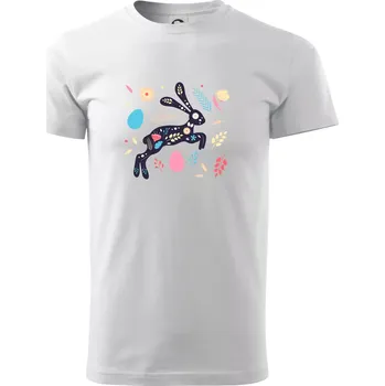 Pánské tričko Velikonoční zajíček květiny - Triko extra velké (5-8XL) - 6XL ( Bílá )