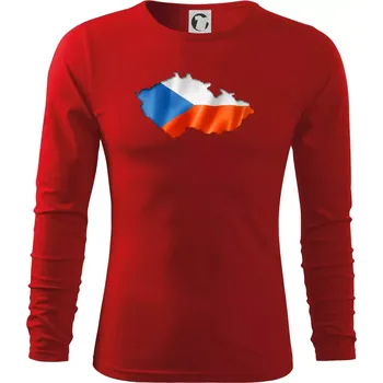 Pánské oblečení Česká vlajka v obrysu republiky - Triko s dlouhým rukávem FIT-T long sleeve - S ( Červená )