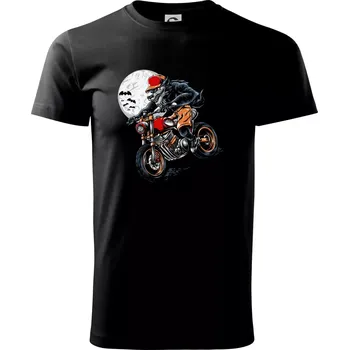 Pánské tričko Kreslený vlk na motorce - Triko extra velké (5-8XL) - 7XL ( Černá )