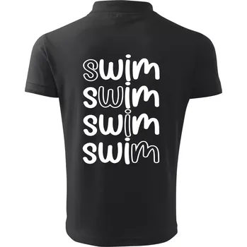 Pánská košile Swim nápis - Polokošile pánská Pique Polo 203 - 4XL ( Dřevěné uhlí )