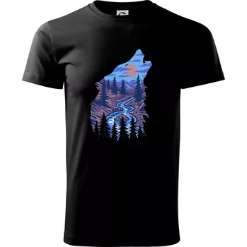 Obrys hlava vlka v noci - Triko extra velké (5-8XL) - 8XL ( Černá )