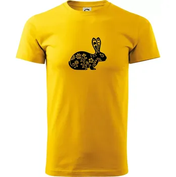 Pánské tričko Zajíc květy - Klasické pánské triko vyšší gramáže - S ( Žlutá )