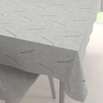 ubrus Velký dekorační obdélníkový ubrus Leona LN-165 Pnoucí lístky na šedém 160x200 cm