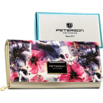 Peněženka Velká dámská peněženka s květinovým vzorem Barva: béžová || růžová || vícebarevný