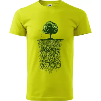 Pánská móda Know Your Roots - Klasické pánské triko vyšší gramáže - M ( Limetková )