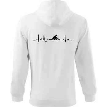 Pánská mikina EKG curling - Mikina s kapucí na zip trendy zipper - S ( Bílá )