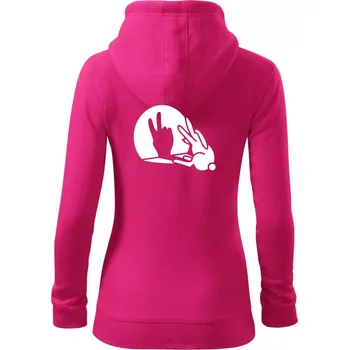 Dámská mikina Zajíc stín mír - Dámská mikina trendy zipper s kapucí - L ( Purpurová )