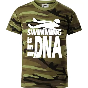 Chlapecké oblečení Swimming is in my DNA - Dětské maskáčové triko - 104-110cm / 3-4 roky ( Zelený maskáč )