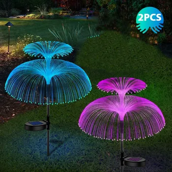 Venkovní osvětlení 2 KUSY ZAHRADNÍ SOLÁRNÍ LAMPA RGB LED MEDÚZA SADA SOLÁRNÍCH SVĚTEL