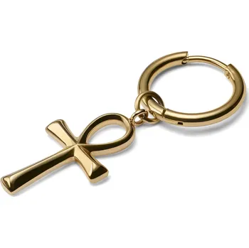 Náušnice Titanová náušnice kroužek zlaté barvy s přívěskem Ankh - Lucleon