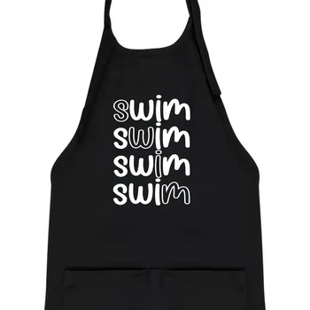 Kuchyňská zástěra Swim nápis - Dětská zástěra na vaření - Univerzální velikost ( Černá )