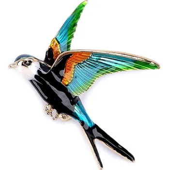 Náramek Brož ptáček, malé, 2 zelená smaragdová