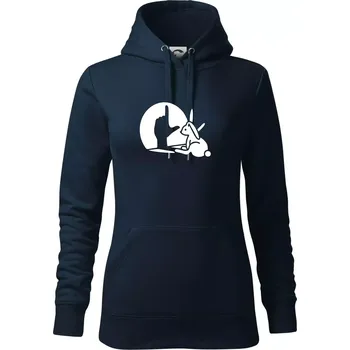 Dámská mikina Zajíc stín loser - Mikina dámská Cape s kapucí - XS ( Námořní modrá (velmi tmavá - téměř černá) )
