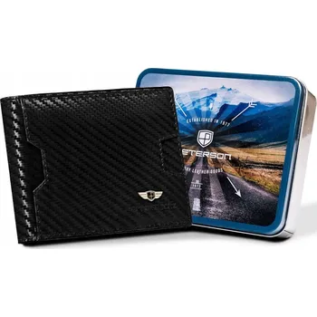 Peněženka PETERSON pánská kožená peněženka carbon malá RFID