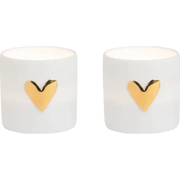 Svícen räder Porcelánový svícen na čajovou svíčku Heart – set 2 ks
