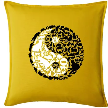 Polštář YinYang Cats - Polštář 50x50 - 50x50 - Pouze potah ( Žlutá )