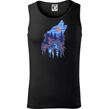 Pánské termoprádlo Obrys hlava vlka v noci - Tílko pánské Core - L ( Černá )