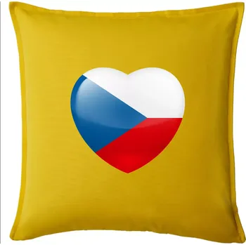 Polštář Česká vlajka srdce - Polštář 50x50 - 50x50 - Pouze potah ( Žlutá )