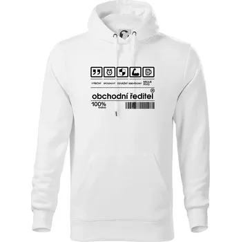 Pánská mikina Čárový kód - Obchodní ředitel - Mikina pánská Cape s kapucí - 4XL ( Bílá )