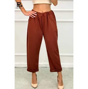 Stylové kalhoty do gumy Lamiar 33689 barva: hnědá-fango