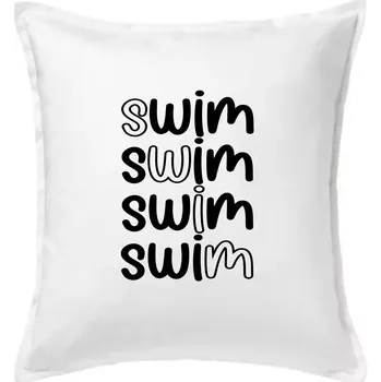 Polštář Swim nápis - Polštář 50x50 - 50x50 - Pouze potah ( Bílá )