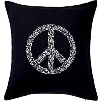 Polštář War Peace symbol icons - Polštář 50x50 - 50x50 - Pouze potah ( Černá )