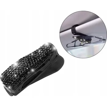 Držák do auta ELEGANTNÍ BROKÁTOVÝ KLIPS DRŽÁK NA BRÝLE DO AUTA ČERNÝ