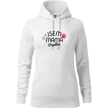 Dámská mikina Jsem máma Pudla - Mikina dámská Cape s kapucí - 2XL ( Bílá )