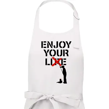 Kuchyňská zástěra Enjoy Your Lie - Dámská zástěra na vaření - Univerzální velikost ( Bílá )
