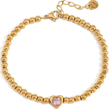 Náramek ELENYS Pink Amour – pozlacený náramek 18K žluté zlato Délka náramku: 17,5 + 5 cm / max. 22,5 cm