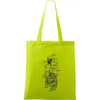 Skica lidských orgánů - Taška bavlněná - 42 x 38 cm ( Limetková )