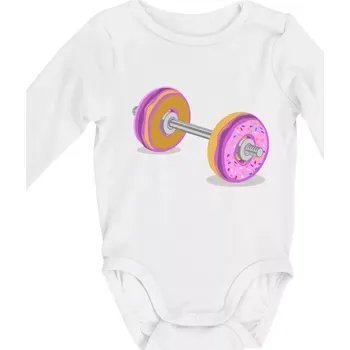 Kojenecký body Donut Barbell - Body kojenecké s dlouhým rukávem - Dlouhý r. do 3 měs ( Bílá )