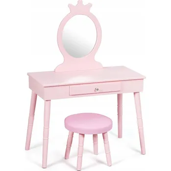 Toaletní stolek Obdélníkový psací stůl Costway 70 x 34 x 101 cm, růžové odstíny