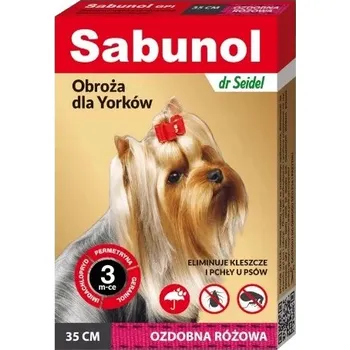 Obojek pro psa Sabunol Růžový obojek pro psa jorkšíra proti blechám a klíšťatům 35 cm