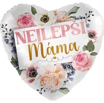 Balónek Fóliový balonek Nejlepší máma – květinový 43 cm