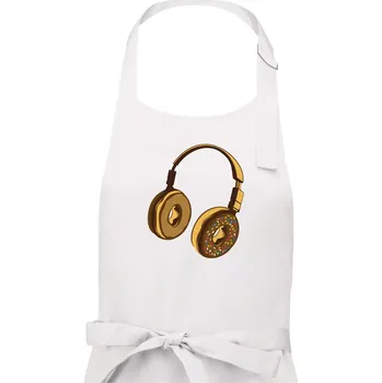 Kuchyňská zástěra Headphone Donut - Dámská zástěra na vaření - Univerzální velikost ( Bílá )