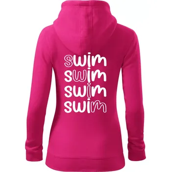 Dámská mikina Swim nápis - Dámská mikina trendy zipper s kapucí - S ( Purpurová )